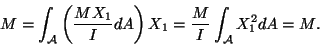 \begin{displaymath}M = \int_{\cal A}\left(\frac{MX_1}{I}dA\right) X_1 =
\frac{M}{I}\int_{\cal A}X^2_1dA = M.\tag{12.5}
\end{displaymath}