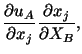 $\displaystyle \frac{\partial u_A}{\partial x_j}\frac{\partial x_j}{\partial X_B},$