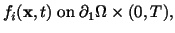 $\displaystyle f_i(\mathbf{x},t)\ {\rm on}\ \partial_1\Omega\times (0,T),$