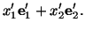 $\displaystyle x^\prime_1 \mathbf{e}^\prime_1 + x^\prime_2 \mathbf{e}^\prime_2.$