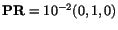 $ \mathbf{P}\mathbf{R} = 10^{-2}(0,1,0)$